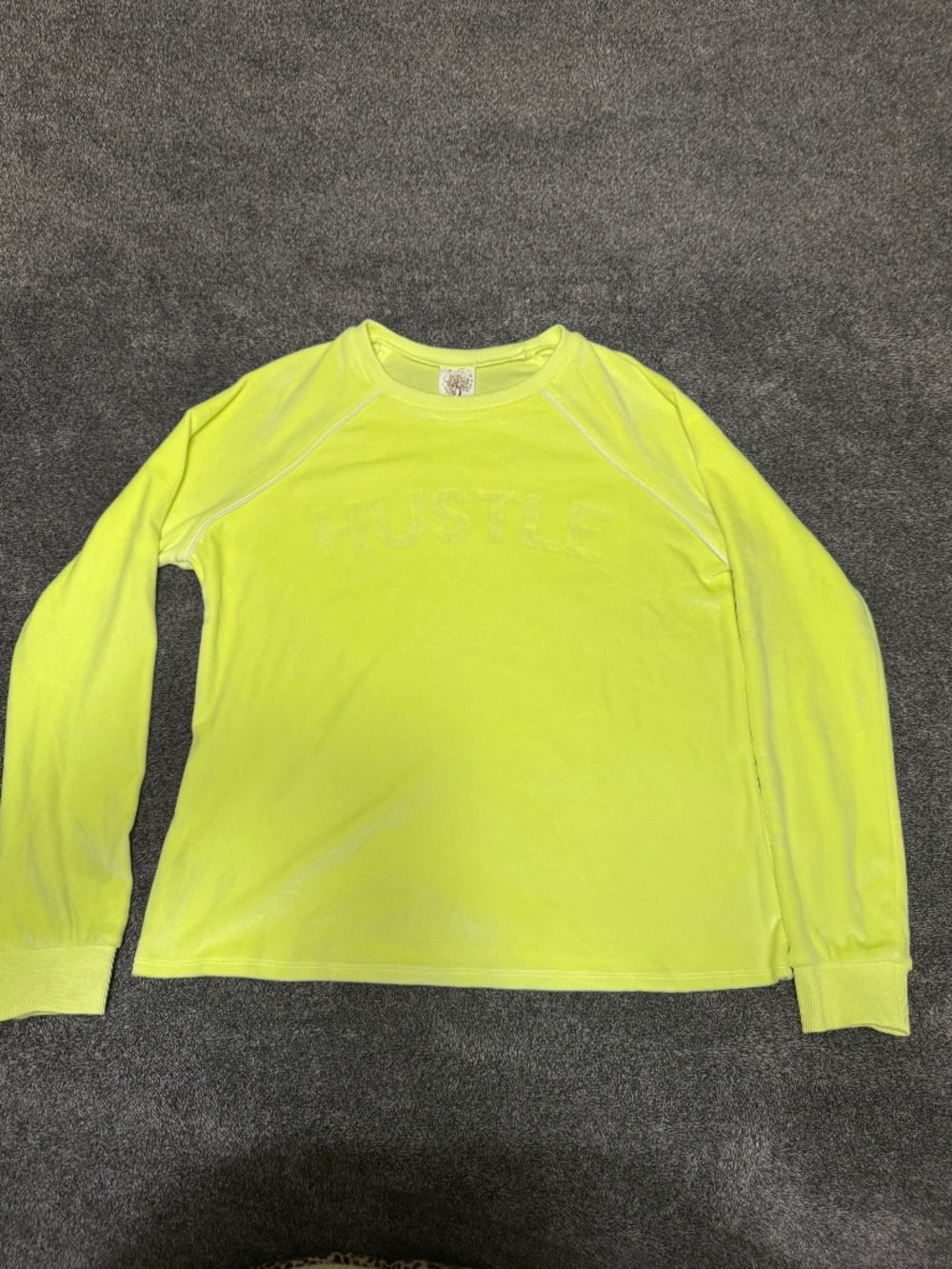 Neon yellow long-sleeve HUSTLE